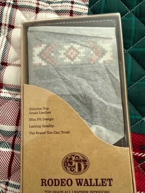 Rodeo Wallet Brown Leather Bifold with Aztec Accent